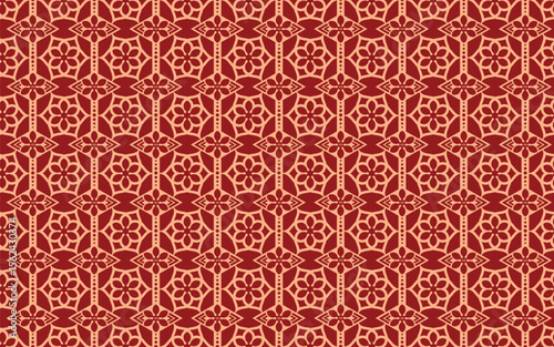 Chinese seamless pattern. Red and goldgeometric floral background, in Art Deco style for Chinese New Year