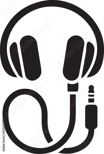 A earphone black silhouette design vector illustration on white background