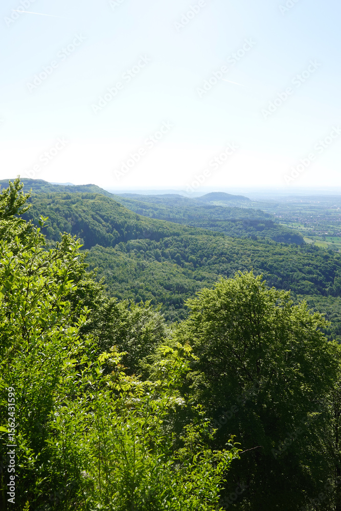 Naklejka premium The panorama of landscape in Schwabische Alb, in the region of Goeppingen, Baden Wuerttemberg, Germany 