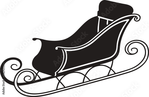 Sleigh black silhouette vector illustration with white background