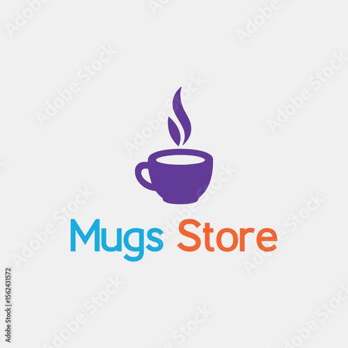 coffee mug shop logo design vector