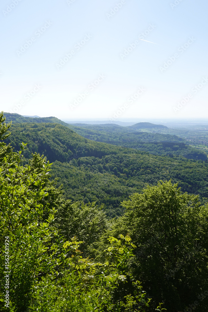 Fototapeta premium The panorama of landscape in Schwabische Alb, in the region of Goeppingen, Baden Wuerttemberg, Germany 