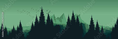 green view landscape mountain scenery vector illustration good for wallpaper design, design template, background template, and tourism design template.