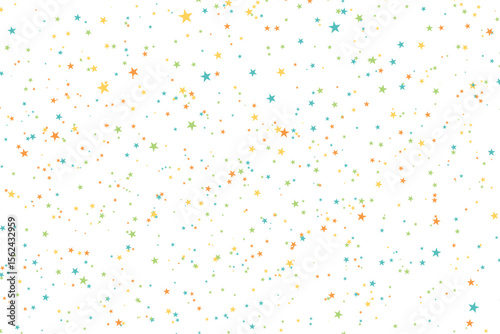 Color stars confetti background. Splash effect banner. Vector abstract illustration with blurred drops of rain for wallpaper, wrapping paper, backdrop, poster, card etc.
