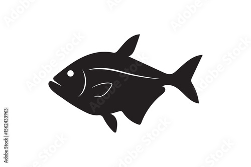 Hatchet fish silhouette on white background.