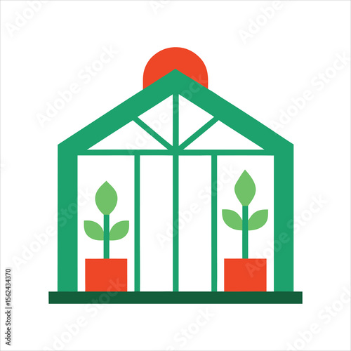  Minimalist Green House Line Art Vector