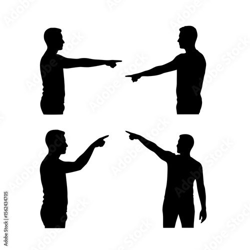 Men Pointing in Different Directions - Communication and Instruction Symbols