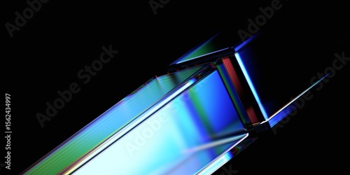 Abstract colorful shape, dark background design, 3d render