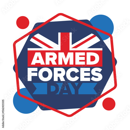 Armed Forces Day in United Kingdom. Great Britain flag. Veterans' and Memorial Day. Holiday to honoring the armed forces. British flag. Army Day. Creative art poster. Vector illustration