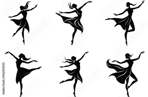 Dancing Woman Silhouette Vector – Elegant Movement Art