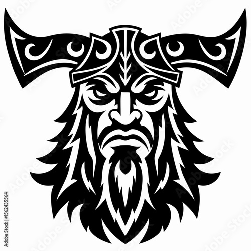 Fierce Viking Goat Head Illustration