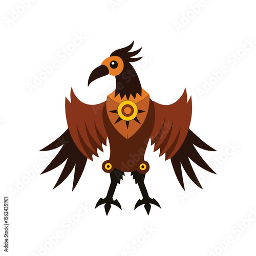 steampunk mechanical vulture vector art 