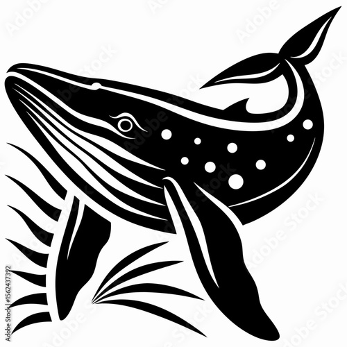 Tranquil Blue Whale Minimalist Illustration