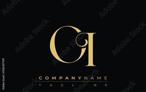 OI Abstract Creative Jewelry Logo. A stylish logo featuring golden monogram initials in an elegant and modern typography, perfect for branding