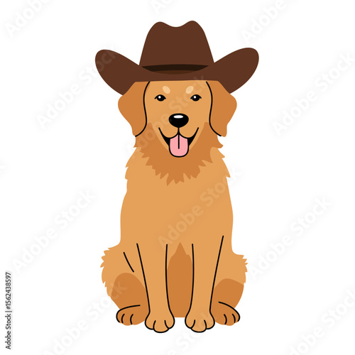 A cute dog wearing a cowboy hat