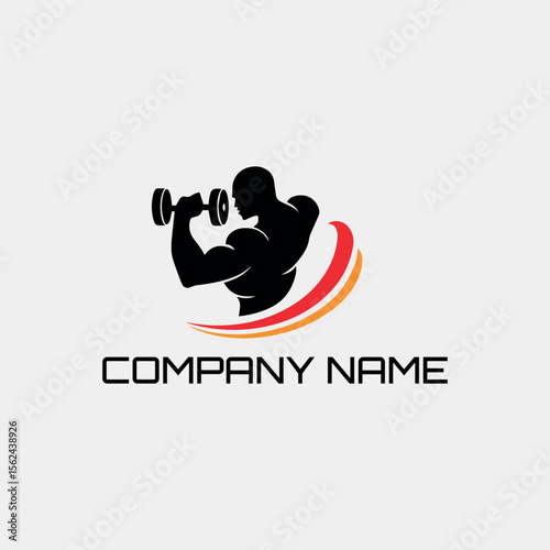 muscle logo design vector