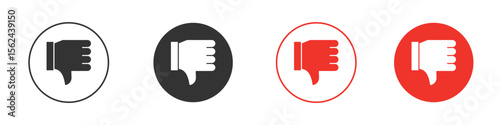 Thumb down icon. Black style vector icons. Isolated sign symbol