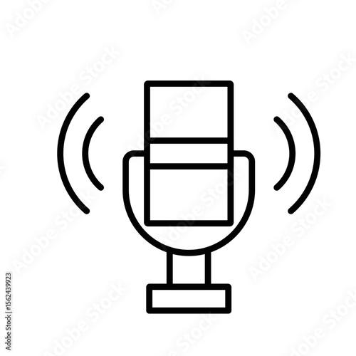 Broadcast Microphone Icon Vector. Microphone Waves Logo