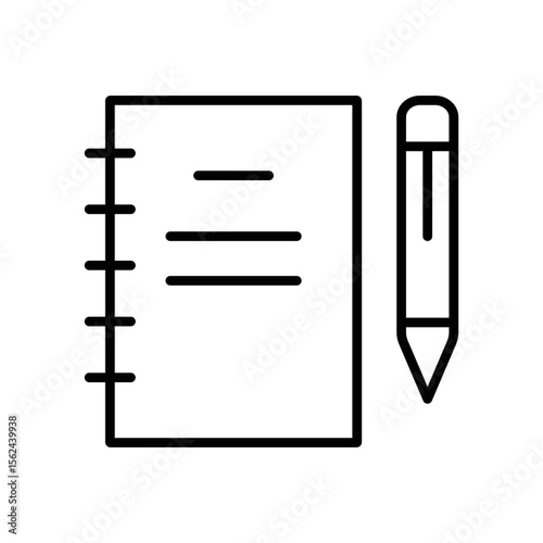 Journalist Notebook Icon Vector. Notepad and Pen Logo