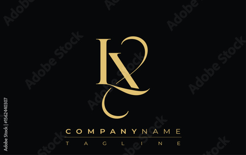 LX Abstract Creative Jewelry Logo. A stylish logo featuring golden monogram initials in an elegant and modern typography, perfect for branding