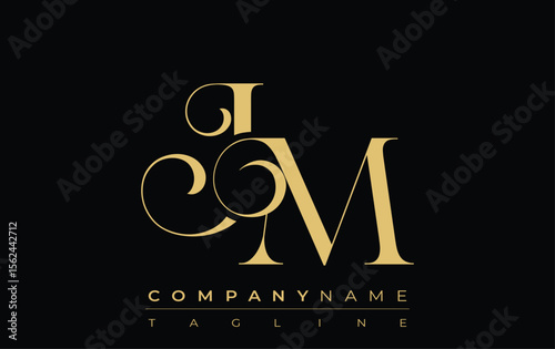 JM Abstract Creative Jewelry Logo. A stylish logo featuring golden monogram initials in an elegant and modern typography, perfect for branding
