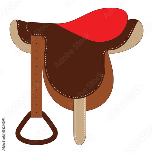 Western saddle vector graphic. Great for rodeo, cowboy, and equine sports designs.