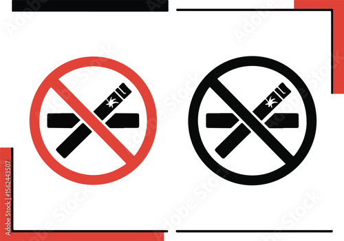 No smoking, No vaping combined sign. High resolution vector icon. Label no smoking coloring sign in the park Vector illustration eps file.