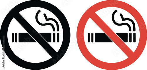 No smoking, No vaping combined sign. High resolution vector icon. Label no smoking coloring sign in the park Vector illustration eps file.