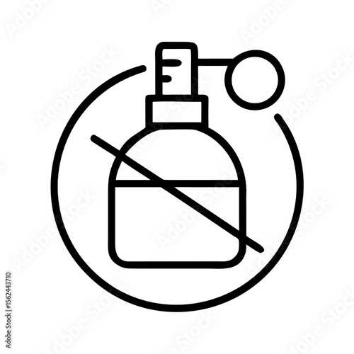 No perfume icon with spray bottle and prohibition symbol  