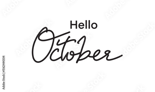 Hello october month text font calligraphy hand written lettering script black color object icon hello october autumn season fall autumn banner message pumpkin halloween thanksgiving holiday season