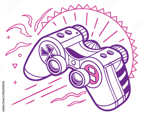 A futuristic shape element is associated with HUD, GUI, and themes of science fiction, cyberpunk, and retrofuturism, as a concept or vaporwave abstract element