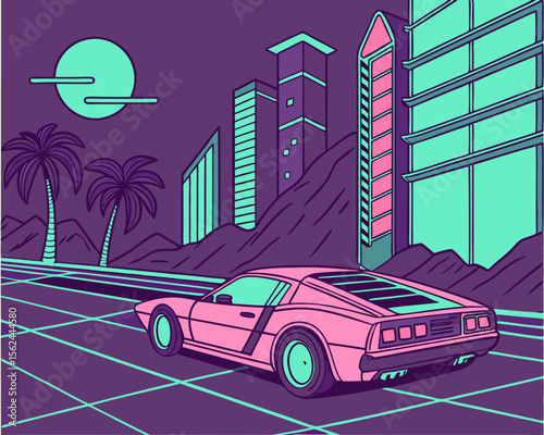 Cyberpunk retro futurism defines the 00s Y2k retro futuristic aesthetic in a vector set of cyber neo futuristic grids and elements