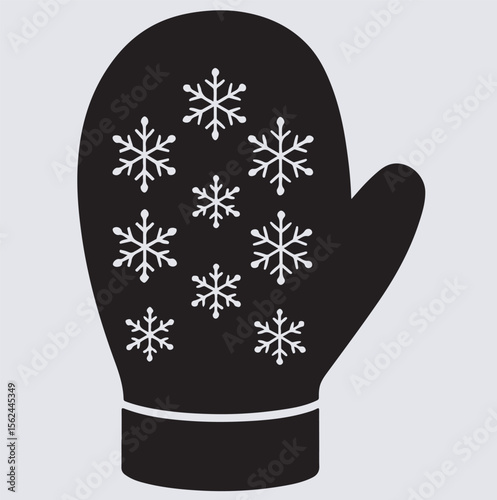 winter mitten silhouette vector art illustration