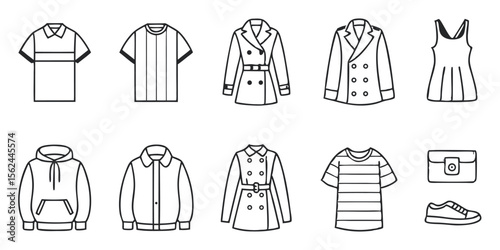 Outlined Clothing and Accessories Collection Polo Shirt Trench Coat Dress Hoodie Jacket Purse