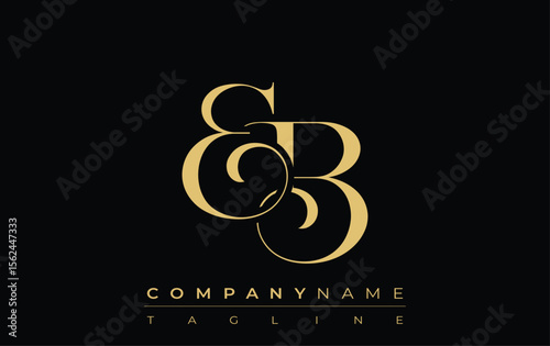 EB Abstract Creative Jewelry Logo. A stylish logo featuring golden monogram initials in an elegant and modern typography, perfect for branding