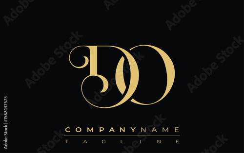 DO Abstract Creative Jewelry Logo. A stylish logo featuring golden monogram initials in an elegant and modern typography, perfect for branding