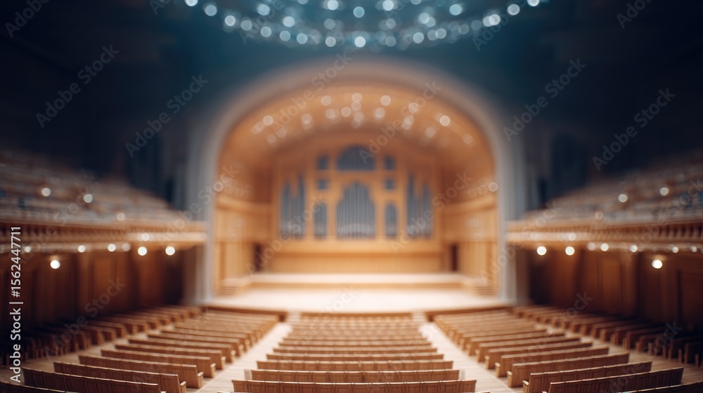 Obraz premium drone-view overhead of elegant conference hall chairs arranged for nobel ceremony setup