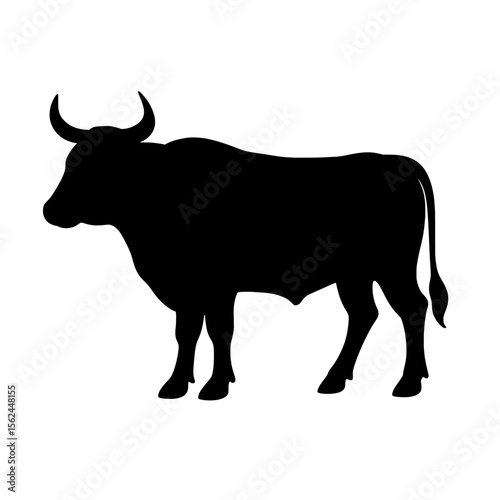 Elegant Silhouette of an Ox with Majestic Horns Against a Clean Background