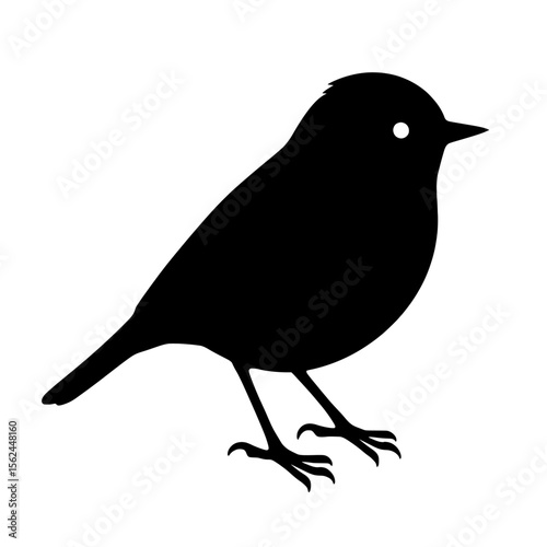Elegant Ruby-Crowned Kinglet Silhouette with Bright Eye Highlight