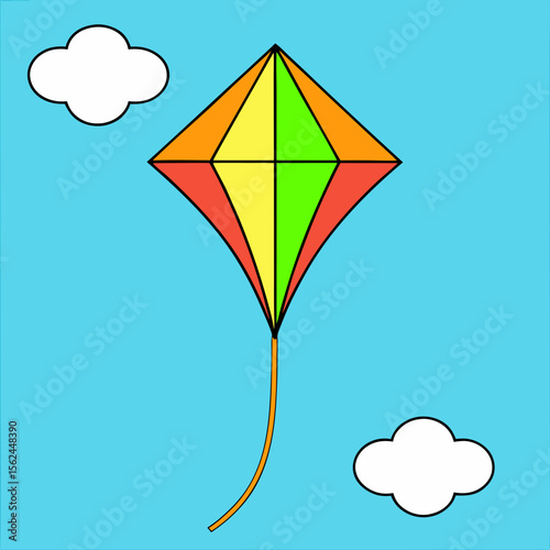 Kite flying in blue sky