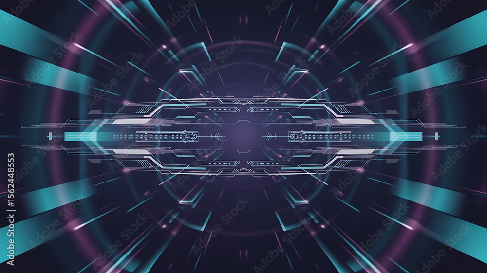 Fototapeta premium Futuristic Digital Interface With Glowing Lines isolated on a transparent background
