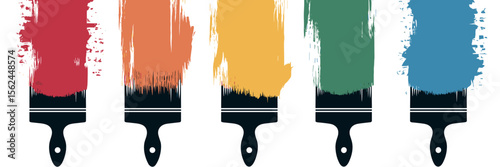 Colorful brush stroke icons in a horizontal row