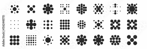 Isolated vector icon set of assorted dots, points, and clusters on white