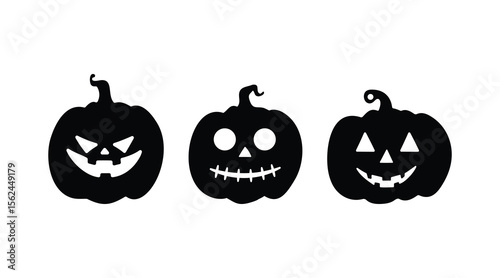 halloween pumpkin silhouettes spooky faces black clipart scary festive design
