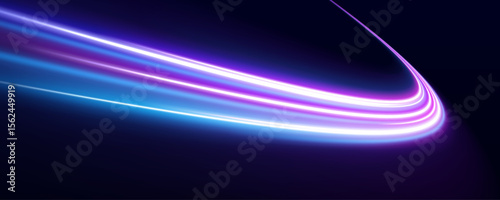 Speed connection vector background. Vector swirl trail effect. Light trail wave, fire path trace line, car lights, optic fiber and incandescence curve twirl.	
