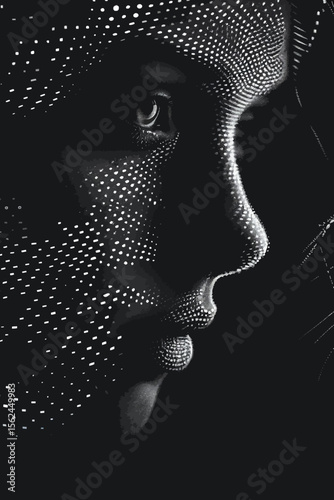 Scifi character portrait illustration of a beautiful teen woman's face.