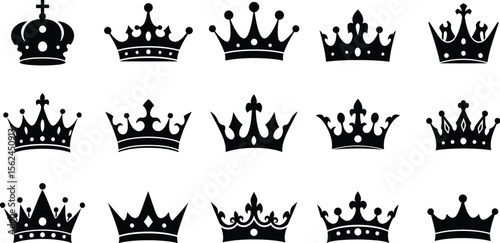 Thirteen crown symbols arranged in a unique formation representing royalty power and leadership suitable for royal themed designs
