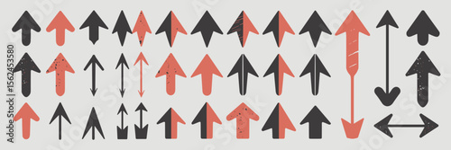 Grid layout of diverse arrowhead icons – Perfect for navigation symbols, digital UI kits, or modern interface components.