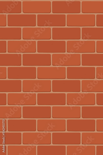Seamless Red Brick Wall Pattern Background. Realistic Flat Vector Illustration of Masonry Texture. Construction Material, Urban Architecture, Building Facade, Exterior Design, Brickwork Structure