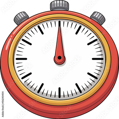 Retro stopwatch with red casing and yellow accent showing the passage of time